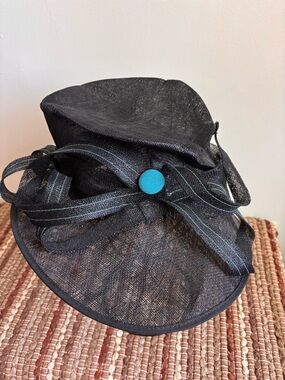 Black and Turquoise Statement Hat Kentucky Derby Hat Fascinator